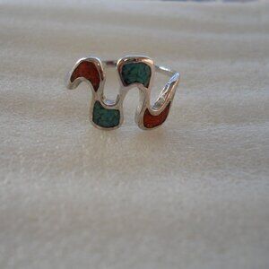 Turquoise & Coral Ring   430